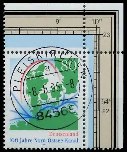 BRD BUND 1995 Nr 1802 zentrisch gestempelt ECKE-ORE 56AF66