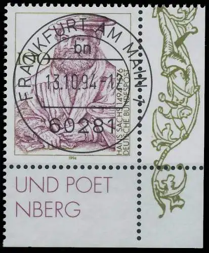BRD BUND 1994 Nr 1763 zentrisch gestempelt ECKE-URE 56F2C6