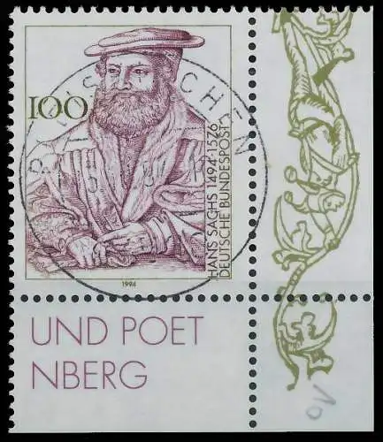 BRD BUND 1994 Nr 1763 zentrisch gestempelt ECKE-URE 56F2C2