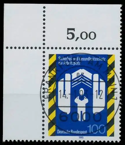 BRD BUND 1993 Nr 1649 zentrisch gestempelt ECKE-OLI 572936