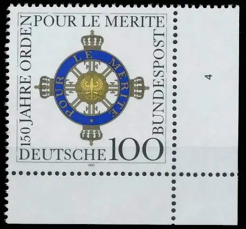 BRD BUND 1992 Nr 1613 postfrisch FORMNUMMER 4 572D26