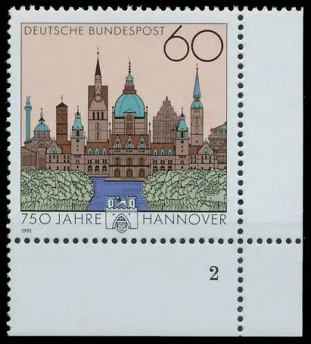 BRD BUND 1991 Nr 1491 postfrisch FORMNUMMER 2 575C16