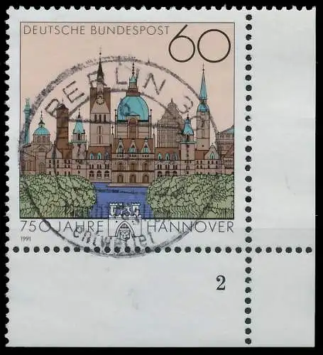 BRD BUND 1991 Nr 1491 zentrisch gestempelt FORMNUMMER 2 575C2A