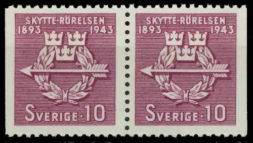 SCHWEDEN 1943 Nr 300Dl Dr postfrisch WAAGR PAAR 57CC76