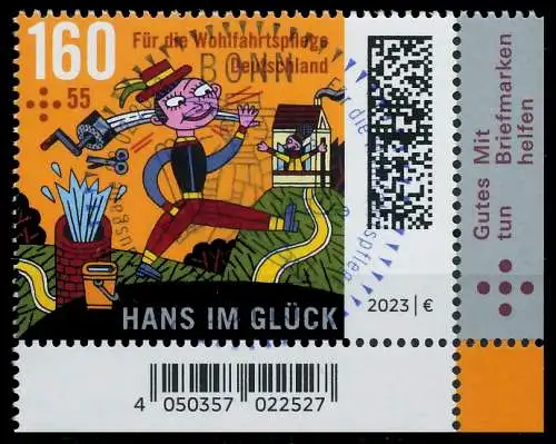 BRD BUND 2023 Nr 3747 ESST zentrisch gestempelt ECKE-URE 59A0EE