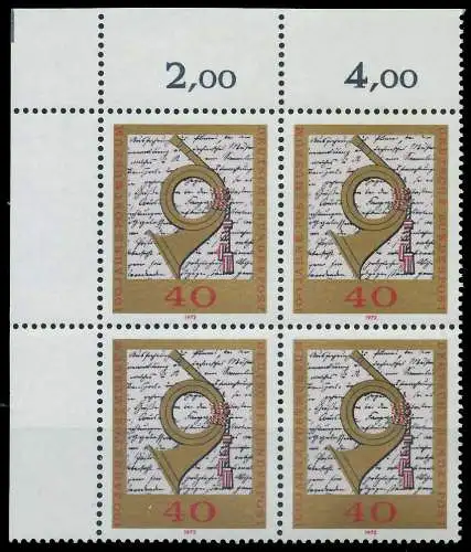 BRD BUND 1972 Nr 739 postfrisch VIERERBLOCK ECKE-OLI 5F5FBE