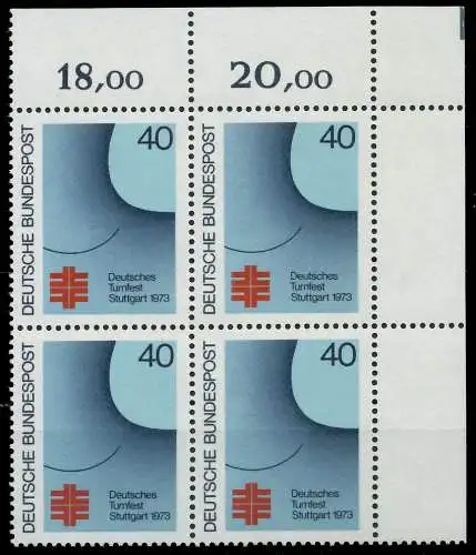 BRD BUND 1973 Nr 763 postfrisch VIERERBLOCK ECKE-ORE 5FA99E