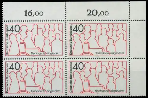 BRD BUND 1974 Nr 796 postfrisch VIERERBLOCK ECKE-ORE 5FE5FE