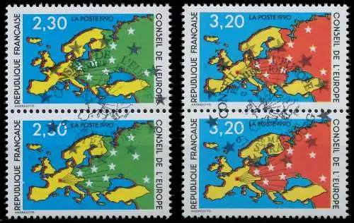 FRANKREICH DIENST EUROPARAT Nr 47-48 zentrisch gestempelt S254C52