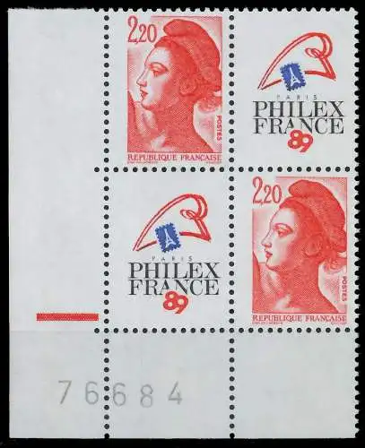 FRANKREICH 1985 Nr 2510AIZf-VB1 postfrisch VIERERBLOCK 6252F6