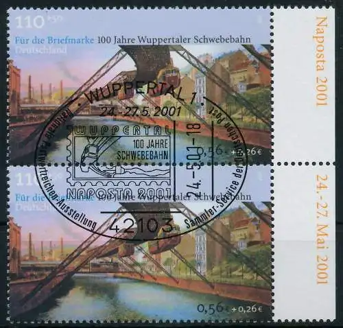 BRD BUND 2001 Nr 2171 zentrisch gestempelt SENKR PAAR SRA S26EF1E