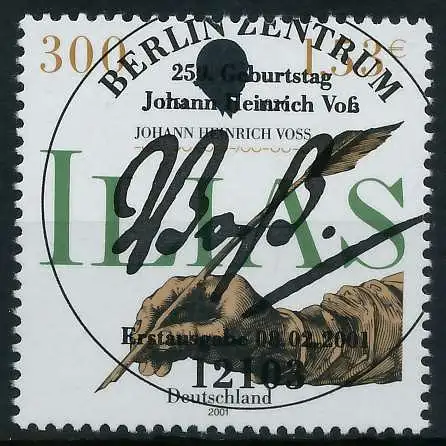 BRD BUND 2001 Nr 2170 ESST zentrisch gestempelt 636E0A