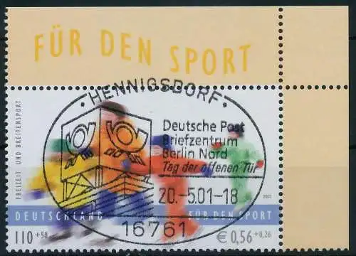 BRD BUND 2001 Nr 2167 zentrisch gestempelt ECKE-ORE 636E36