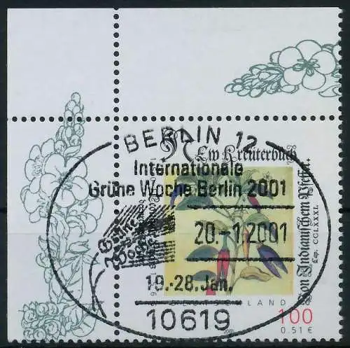 BRD BUND 2001 Nr 2161 zentrisch gestempelt ECKE-OLI 636E8E