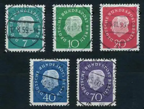 BERLIN DS HEUSS 3 Nr 182-186 zentrisch gestempelt 6421FA