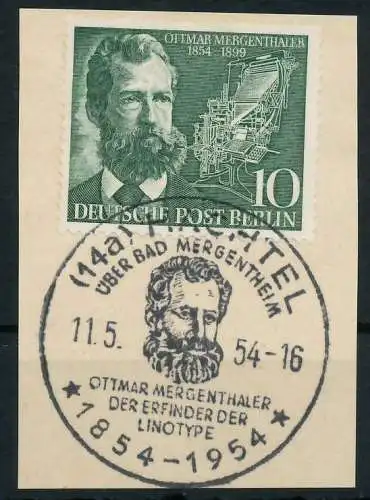 BERLIN 1954 Nr 117 ESST zentrisch gestempelt Briefst³ck 6422FA