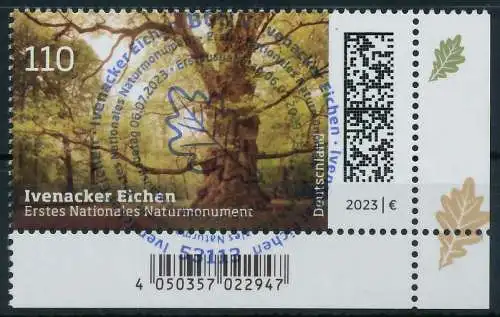 BRD BUND 2023 Nr 3775 ESST zentrisch gestempelt ECKE-URE 65752A