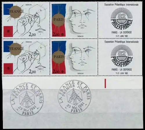 FRANKREICH 1981 Nr 2262+2263+ZF postfrisch VIERERBLOCK 61EDDA