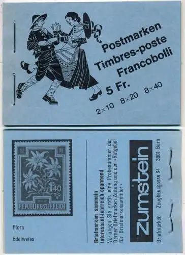 SCHWEIZ MARKENHEFT Nr MH 0-72 Ia p postfrisch 691ACE