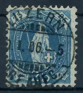 SCHWEIZ STEHENDE HELVETIA Nr 75 zentrisch gestempelt 6AA6AA