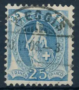 SCHWEIZ STEHENDE HELVETIA Nr 81A zentrisch gestempelt 6AA71A