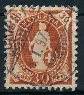 SCHWEIZ STEHENDE HELVETIA Nr 60YC zentrisch gestempelt 6B62E2