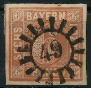 BAYERN MÜHLRADSTEMPEL AUF Nr 4II gMR _49 ZENTR- 6D3D1A
