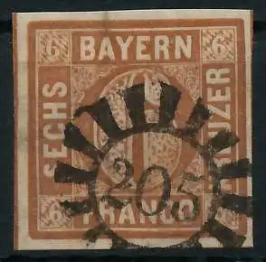 BAYERN MÜHLRADSTEMPEL AUF Nr 4II gMR 205 ZENTR- 6D3DF6