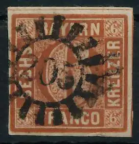 BAYERN MÜHLRADSTEMPEL AUF Nr 4II gMR 205 ZENTR- 6D3DF2