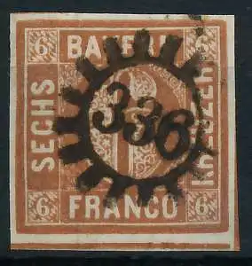 BAYERN MÜHLRADSTEMPEL AUF Nr 4II gMR 336 ZENTR- 6D3EDA