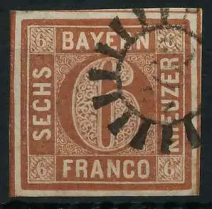 BAYERN MÜHLRADSTEMPEL AUF Nr 4II gMR 262 ZENTR- 6D3F16