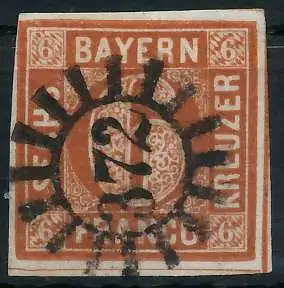 BAYERN MÜHLRADSTEMPEL AUF Nr 4II gMR 372 ZENTR- 6D3F2A