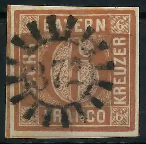 BAYERN MÜHLRADSTEMPEL AUF Nr 4II gMR 372 ZENTR- 6D3F3A