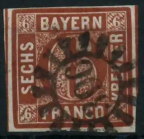 BAYERN MÜHLRADSTEMPEL AUF Nr 4II gMR 396 ZENTR- 6D3F66