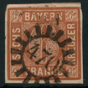 BAYERN MÜHLRADSTEMPEL AUF Nr 4II gMR 470 ZENTR- 6D3FB6