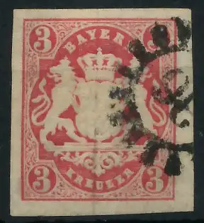 BAYERN MÜHLRADSTEMPEL AUF Nr 15 gMR _36 zentrisch gestempelt 6DDFFA