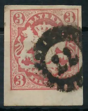 BAYERN MÜHLRADSTEMPEL AUF Nr 15 gMR _77 zentrisch gestempelt 6DE00A