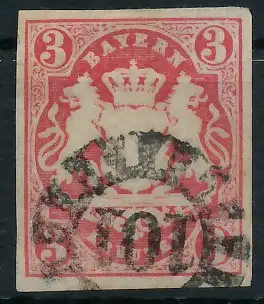 BAYERN MÜHLRADSTEMPEL AUF Nr 15 gMR 101 zentrisch gestempelt 6DE016