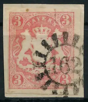 BAYERN MÜHLRADSTEMPEL AUF Nr 15 gMR 162 zentrisch gestempelt 6DE032