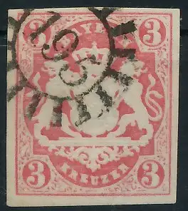 BAYERN MÜHLRADSTEMPEL AUF Nr 15 gMR 195 zentrisch gestempelt 6DE02E