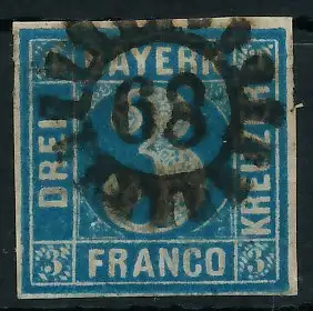 BAYERN MÜHLRADSTEMPEL AUF Nr 2II gMR _68 ZENTR- 6DE082