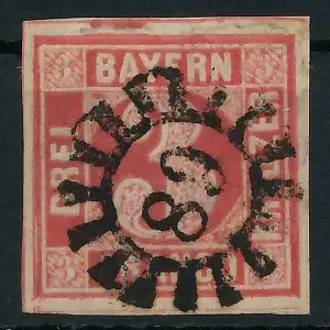 BAYERN MÜHLRADSTEMPEL AUF Nr 9 gMR _89 zentrisch gestempelt 6DE0E6