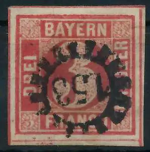 BAYERN MÜHLRADSTEMPEL AUF Nr 9 gMR 153 zentrisch gestempelt 6DE2D6