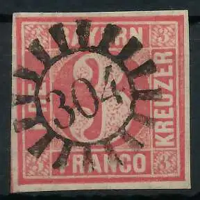 BAYERN MÜHLRADSTEMPEL AUF Nr 9 gMR 304 zentrisch gestempelt 6E7A7A