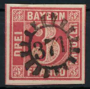 BAYERN MÜHLRADSTEMPEL AUF Nr 9 gMR 371 zentrisch gestempelt 6E7ACE