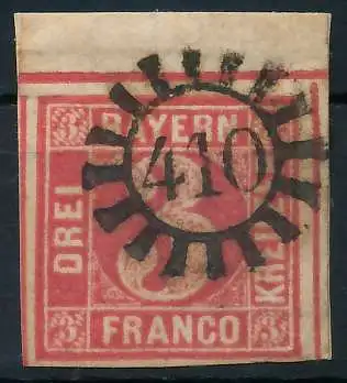 BAYERN MÜHLRADSTEMPEL AUF Nr 9 gMR 410 zentrisch gestempelt 6E7B02