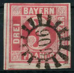 BAYERN MÜHLRADSTEMPEL AUF Nr 9 gMR 606 zentrisch gestempelt 6E7C26