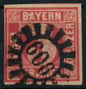 BAYERN MÜHLRADSTEMPEL AUF Nr 9 gMR 606 zentrisch gestempelt 6E7C2A