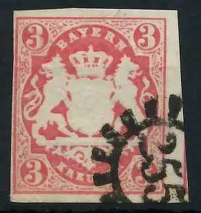 BAYERN MÜHLRADSTEMPEL AUF Nr 15 gMR 255 zentrisch gestempelt 6E80C6