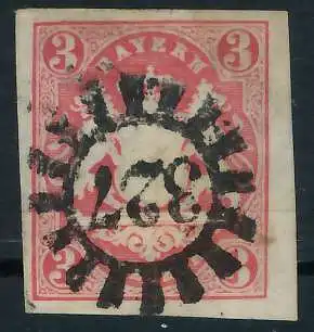 BAYERN MÜHLRADSTEMPEL AUF Nr 15 gMR 327 zentrisch gestempelt 6E80F6